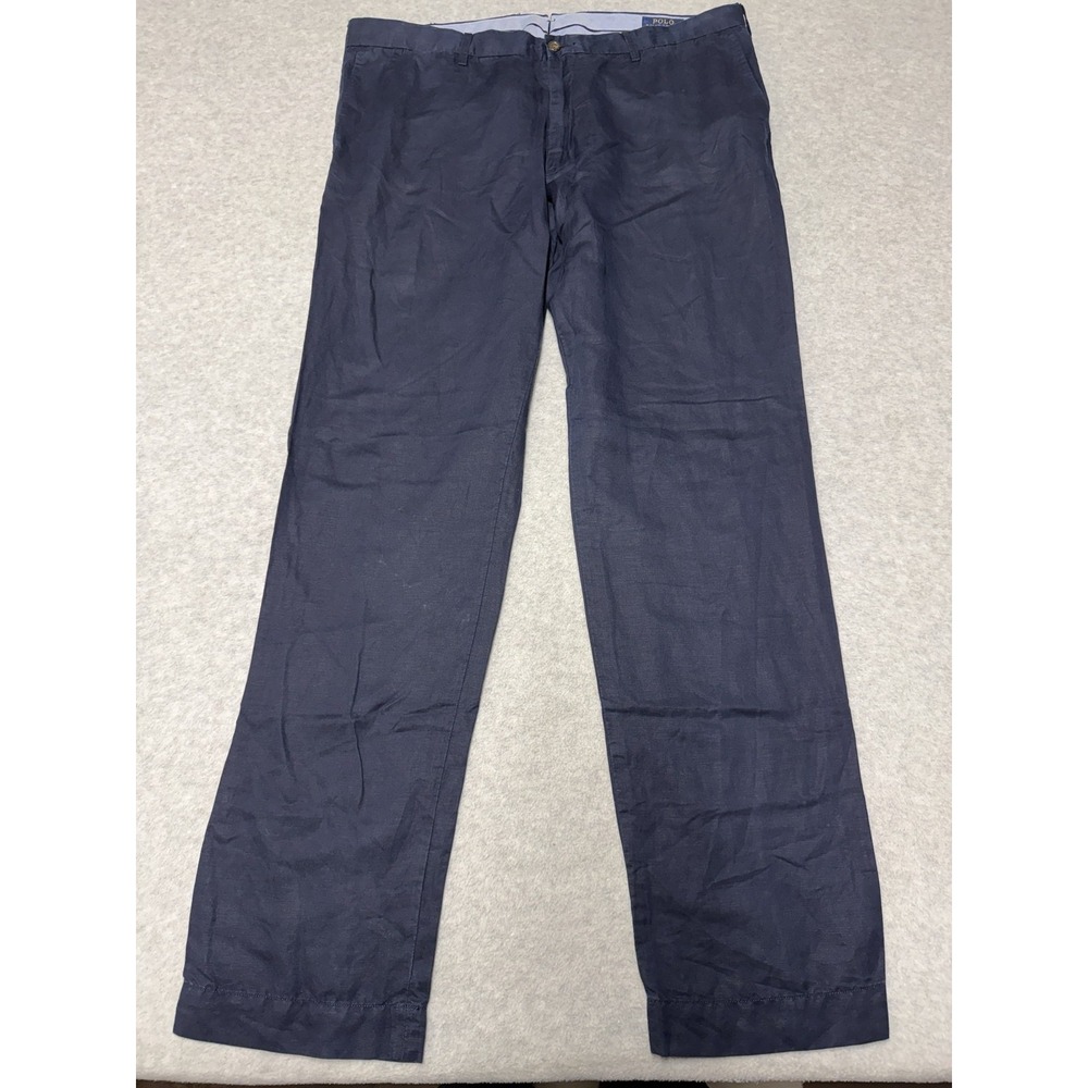 Polo Ralph Lauren Pants Mens 38x33 Blue Linen Slim Chino Summer Lightweight